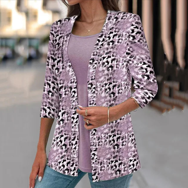 Women Leopard Print Open-Front Blazer | Alba