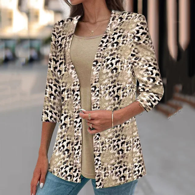 Women Leopard Print Open-Front Blazer | Alba