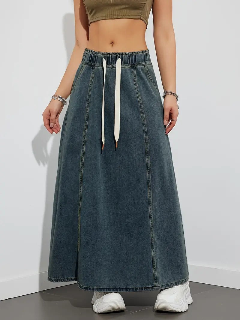 Women Modern Denim Maxi Skirt | Saoirse