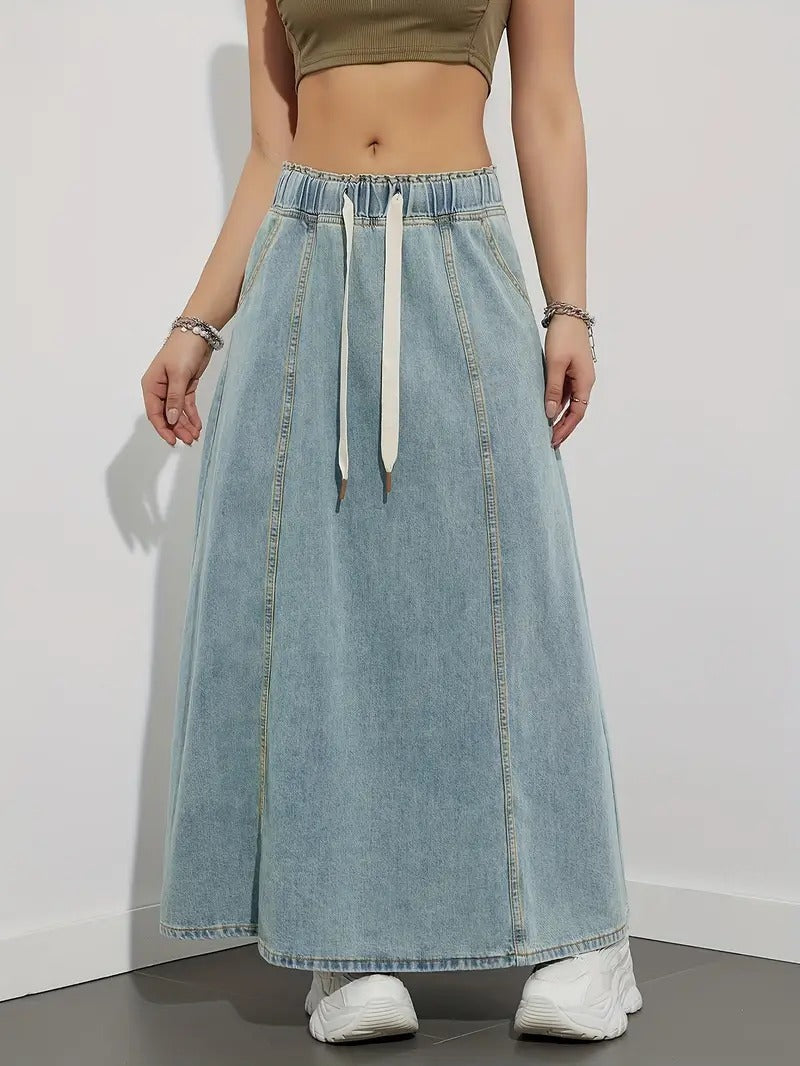 Women Modern Denim Maxi Skirt | Saoirse