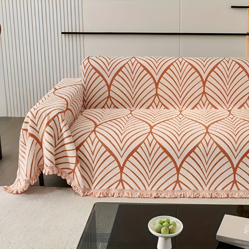 Sofa Cover Green Microfibre | Modern Leaf Design 4