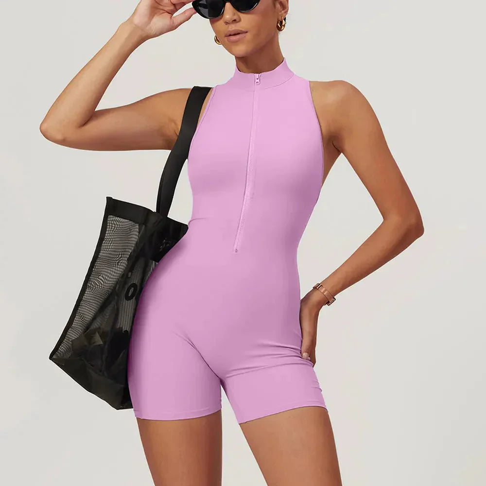 Women Jumpsuit Black Nylon Spandex | Ava-2