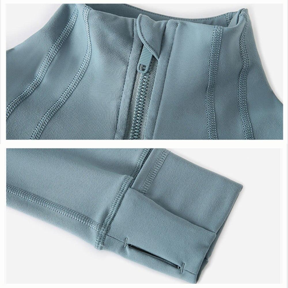 Women Long Sleeve Crop Top Black Nylon Spandex | Fitness Enthusiast-5