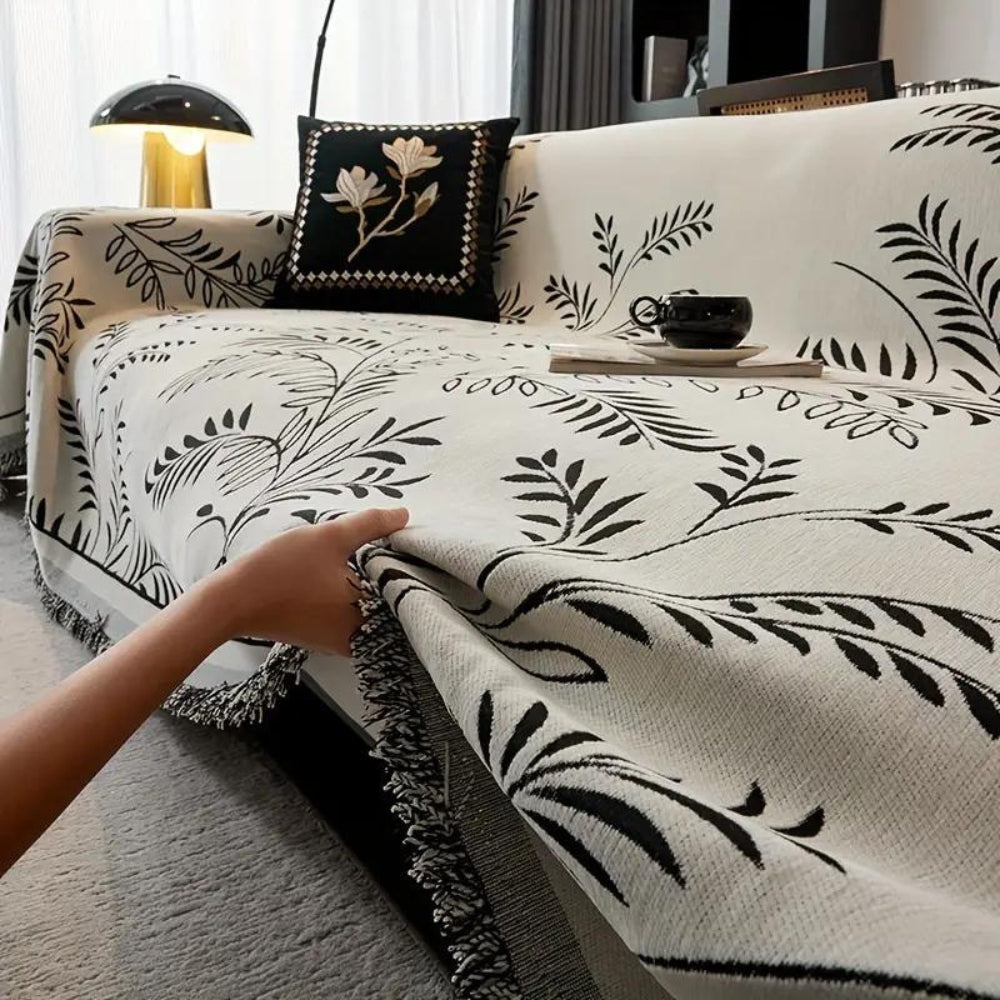 Couch Slipcover Beige Cotton Blend | Nature's Embrace 2