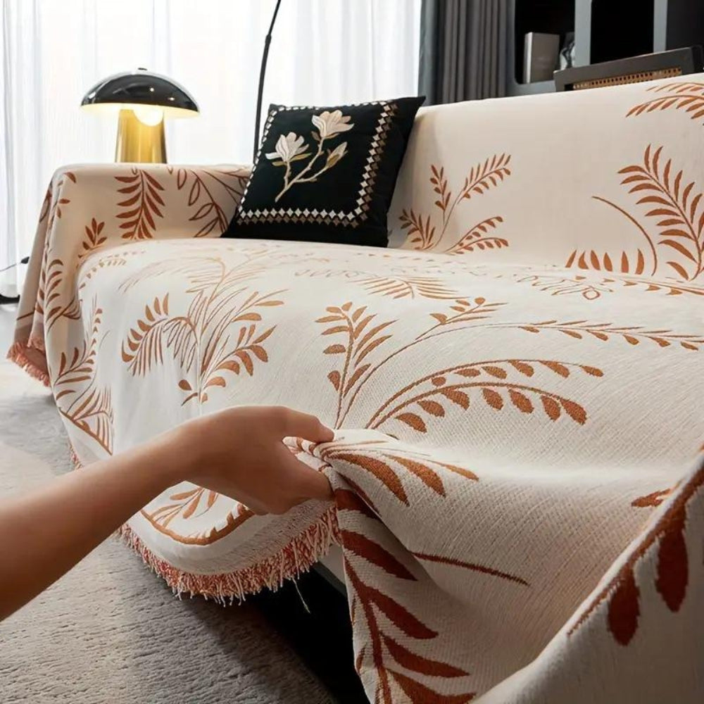 Couch Slipcover Beige Cotton Blend | Nature's Embrace 3