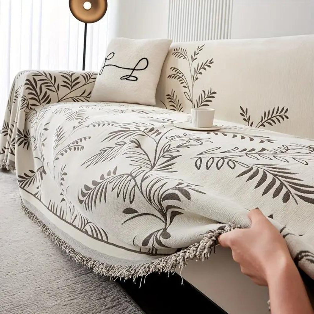 Couch Slipcover Beige Cotton Blend | Nature's Embrace 4