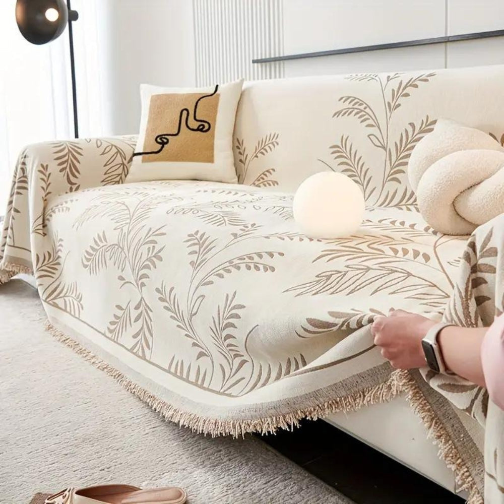 Couch Slipcover Beige Cotton Blend | Nature's Embrace 5