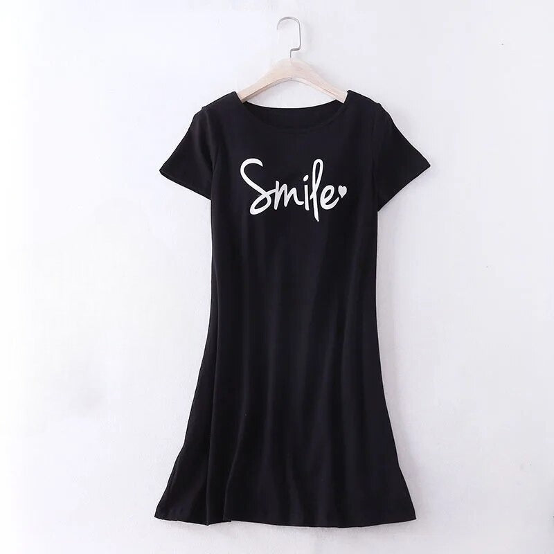 Women Smile Graphic T-Shirt Dress | Clara