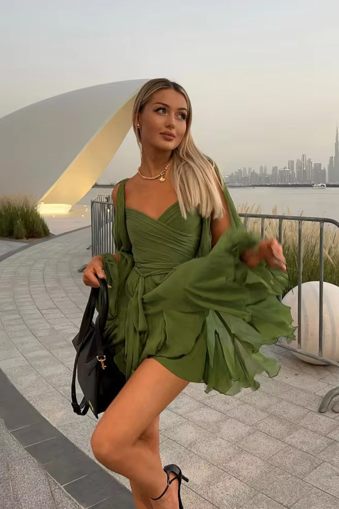 Women Chiffon Mini Dress with Draped Design | Neve