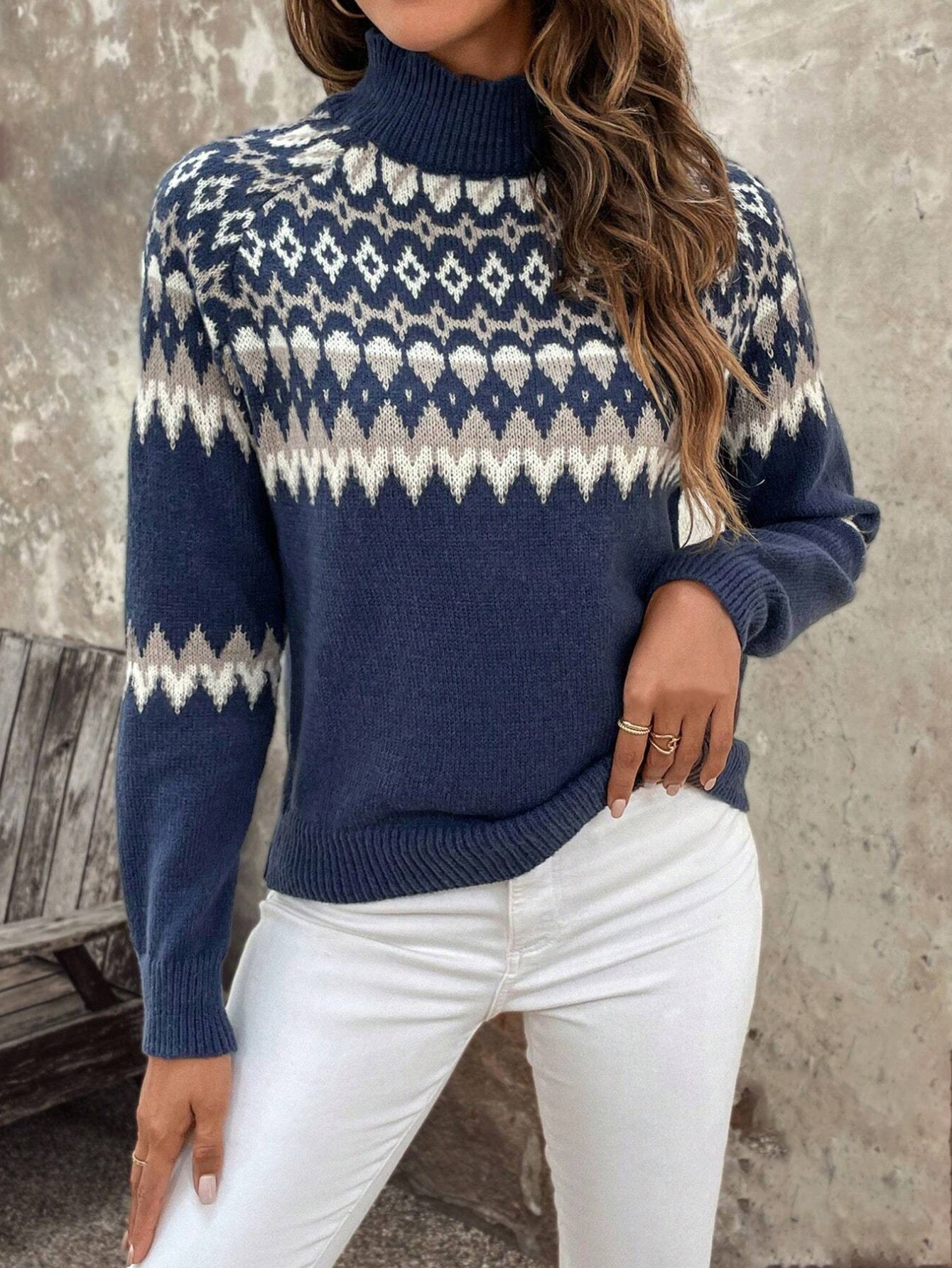 Women Nordic Knit Turtleneck Sweater | Giyann