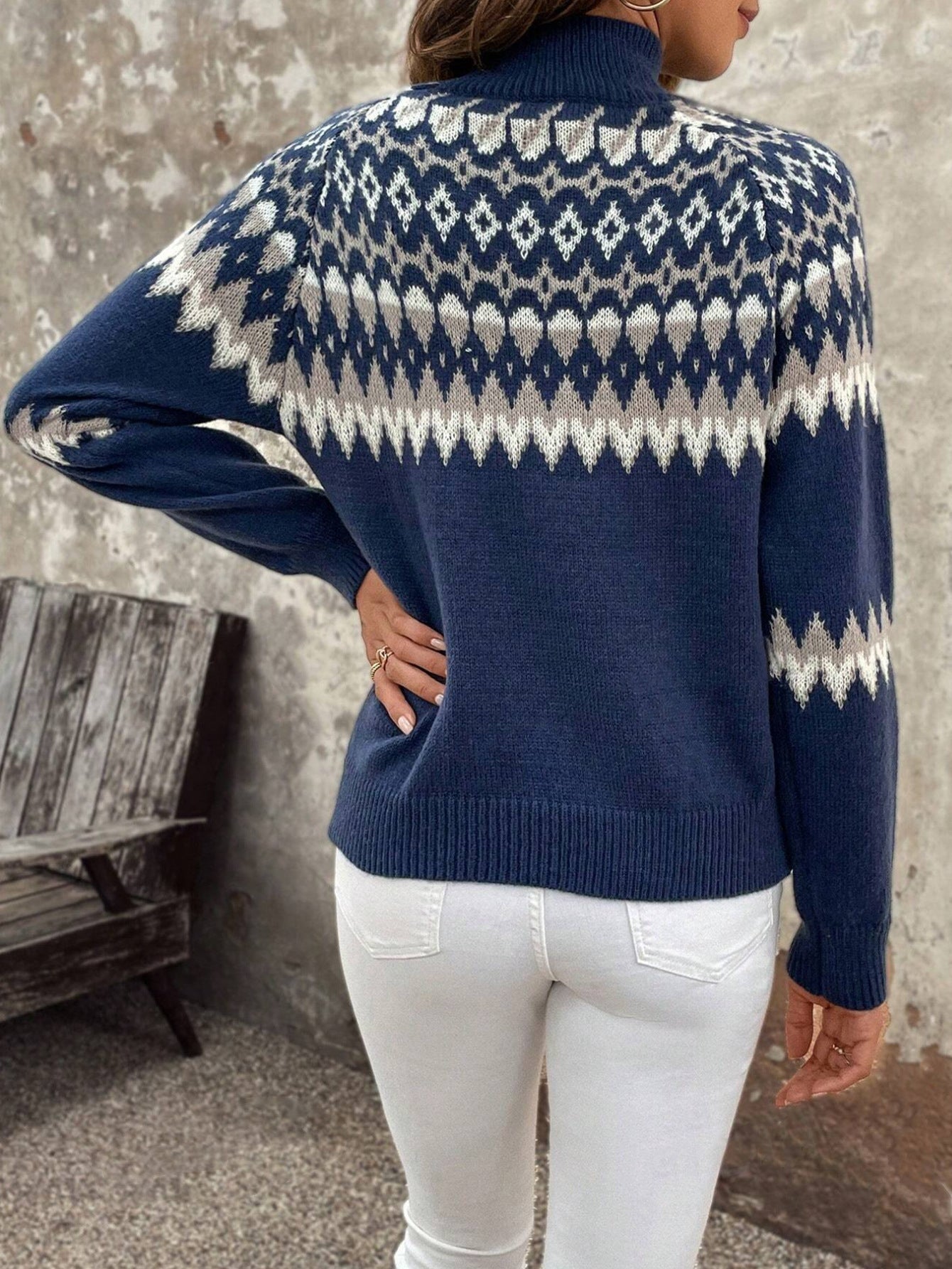 Women Nordic Knit Turtleneck Sweater | Giyann