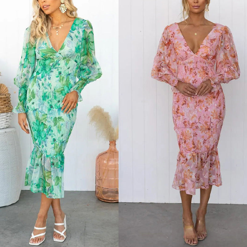 Women Floral Chiffon Midi Dress | Bridget