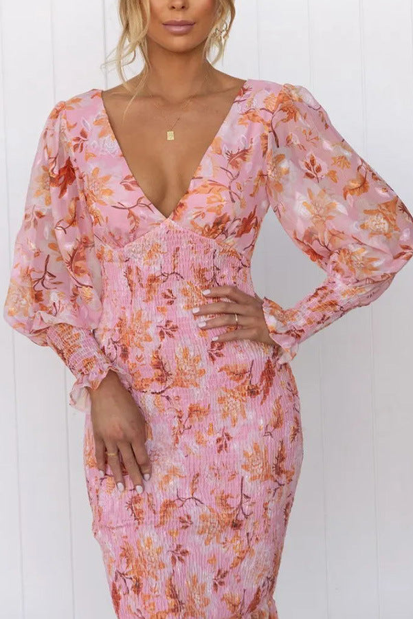 Women Floral Chiffon Midi Dress | Bridget