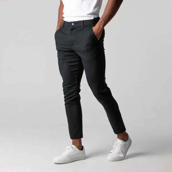 Men Slim Fit Chino Pants Beige Cotton | Kjeld-4