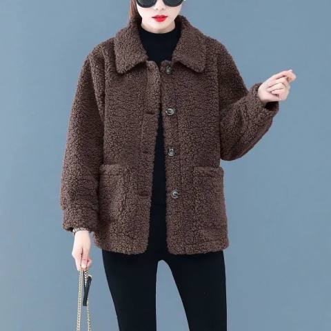 Women Short Jacket Brown Polyester | Autumn Elegance-6
