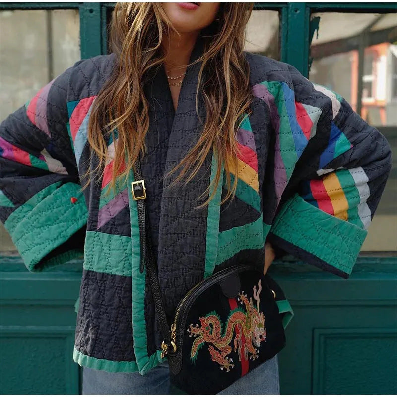 Women Bohemian Patchwork Quilted Jacket | Thelma
