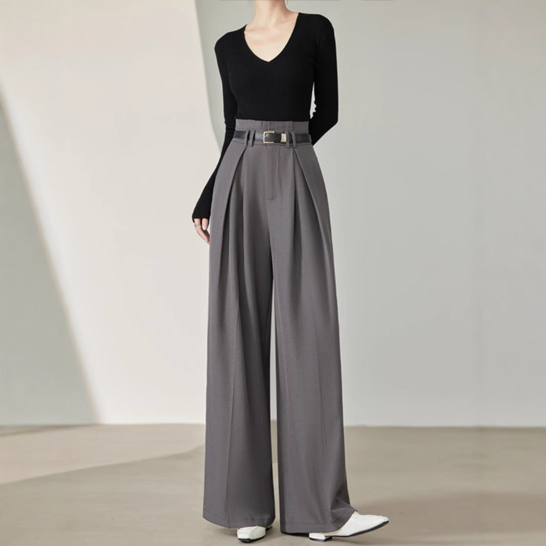 Women Wide Leg Pants Black Spandex Polyester | Elegant Style-6