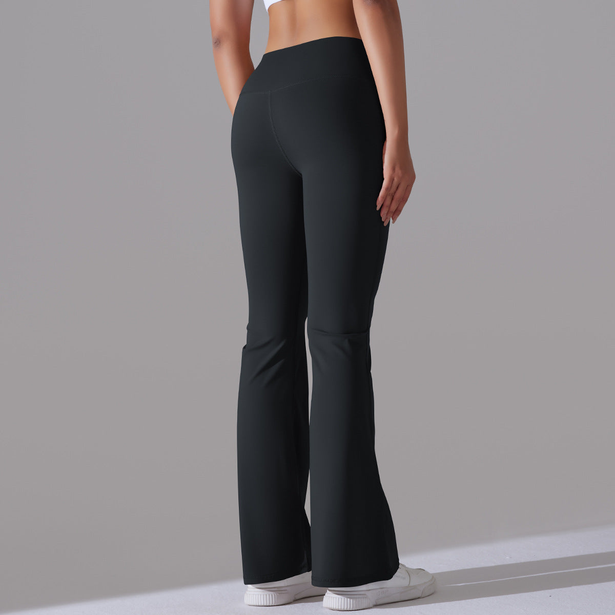 Women Flare Leggings Black Nylon | Fitness Chic-4