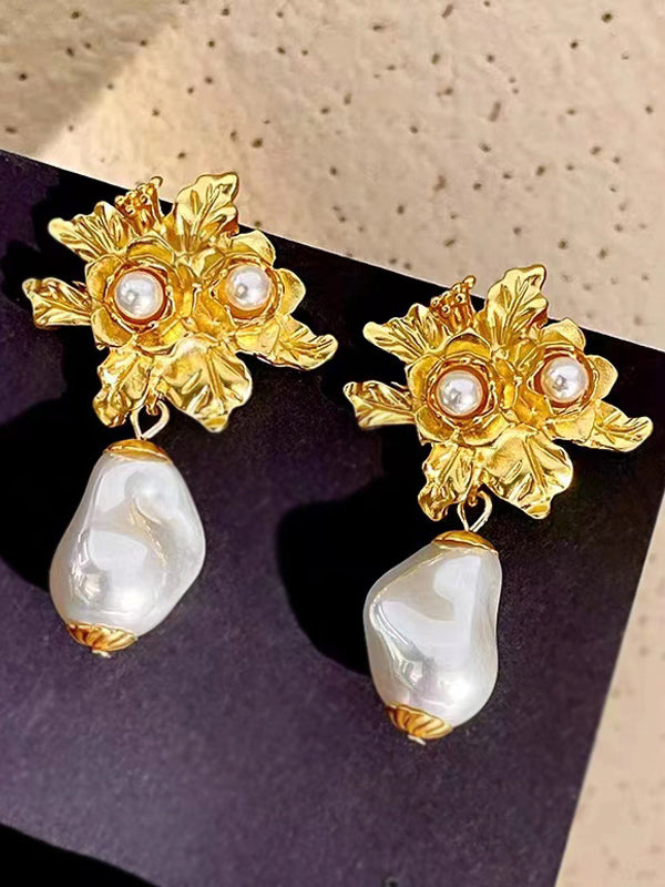 Women Stud Earrings White Baroque Pearl | Rose-5