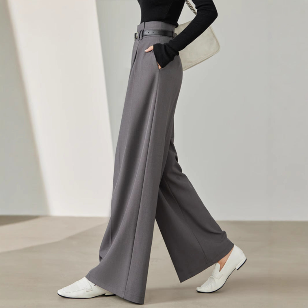 Women Wide Leg Pants Black Spandex Polyester | Elegant Style-5
