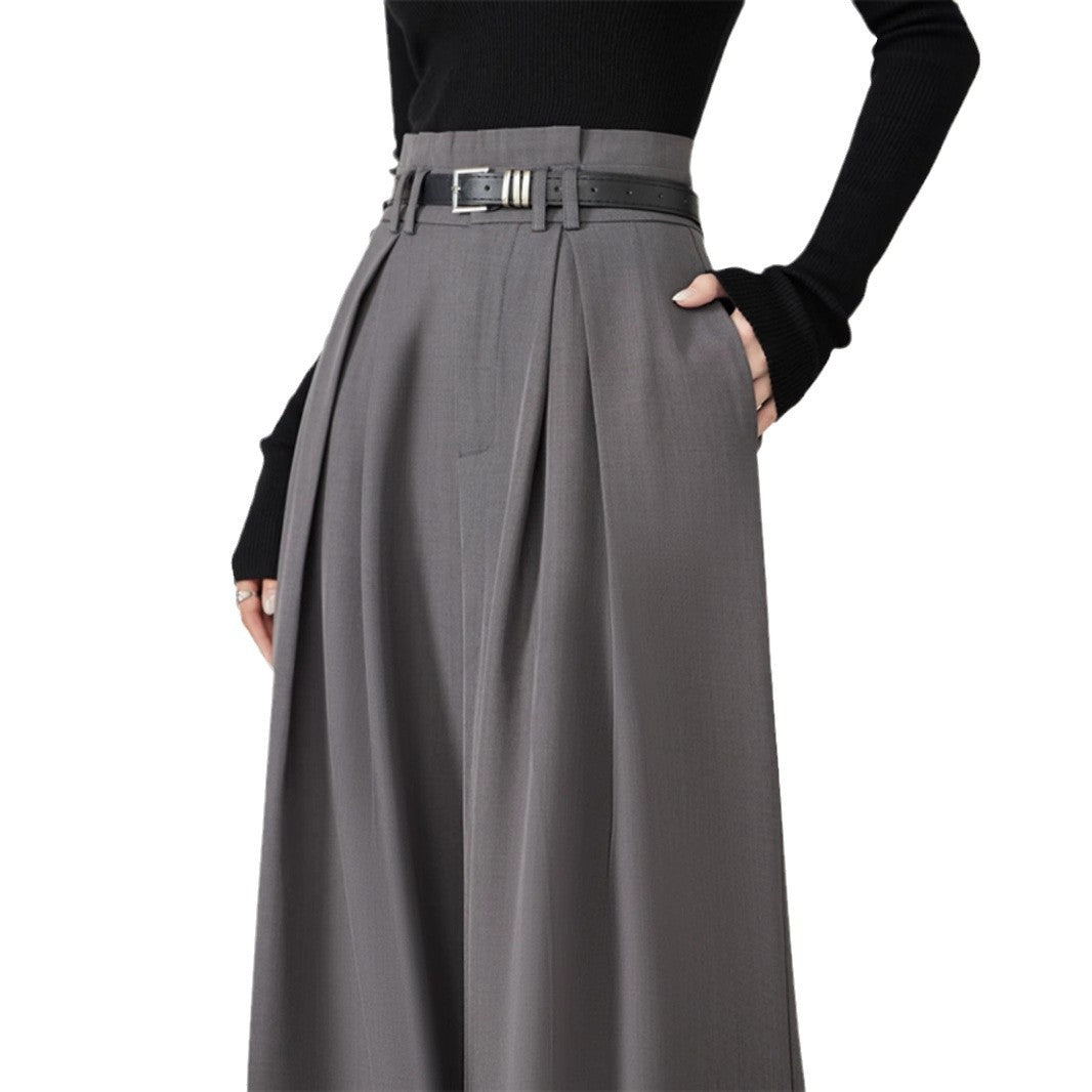 Women Wide Leg Pants Black Spandex Polyester | Elegant Style-4