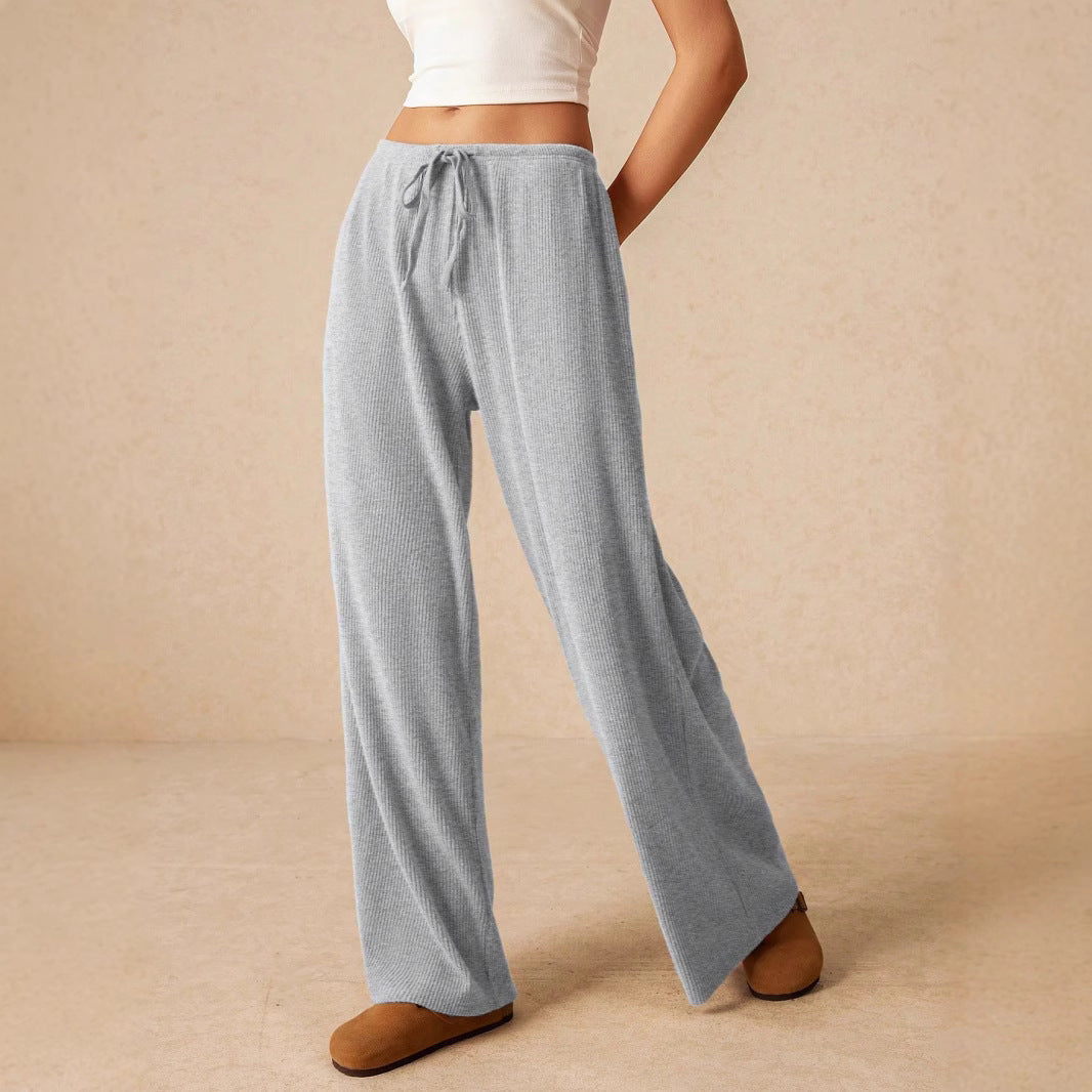 Women Wide-Leg Pants Khaki Polyester | Classic Style-4