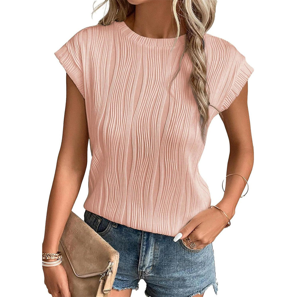 Women Casual Pleated Cap Sleeve Top | Yvette