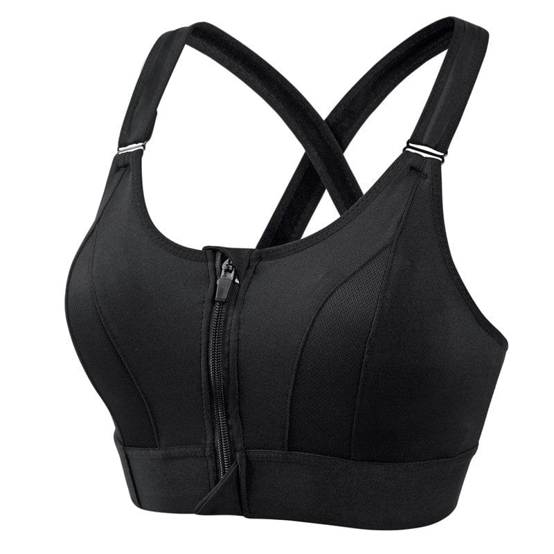 Women High Impact Sports Bra Black Polyester | Audrey-5