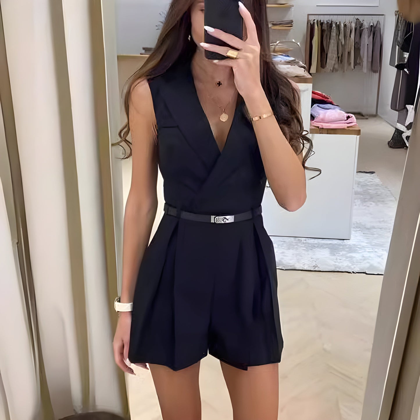 Women Sleeveless Belted Romper | Regina