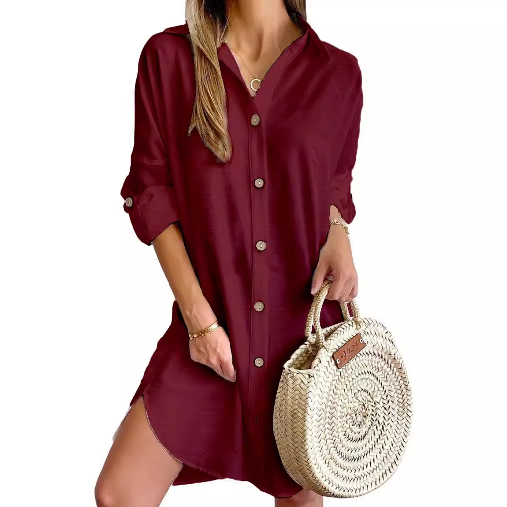 Women Casual Button-Up Shirt Dress | Eliza