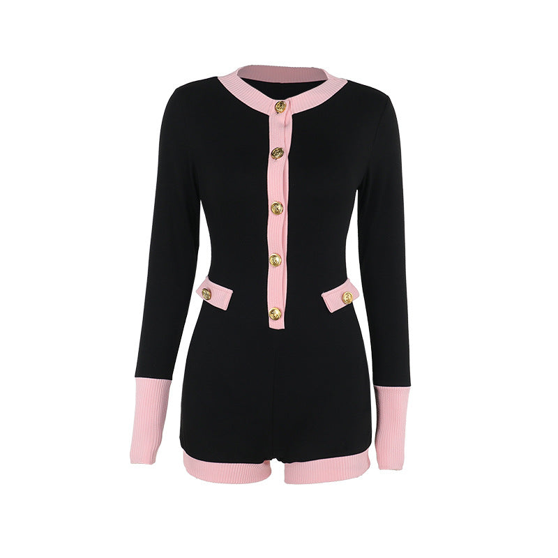 Women Jumpsuit Pink Black Polyester | Elegant Chic-5