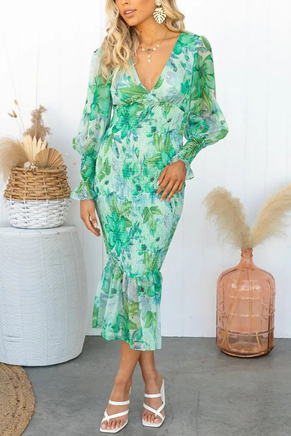 Women Floral Chiffon Midi Dress | Bridget