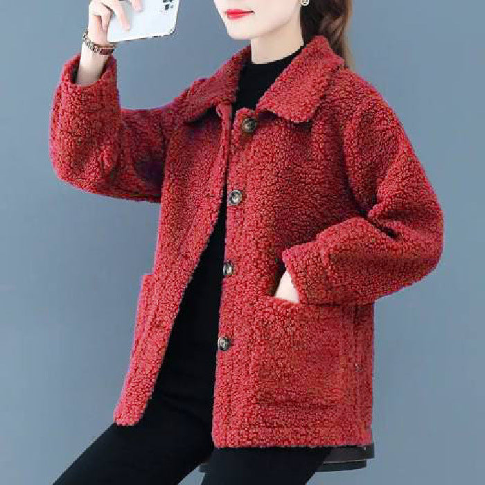 Variant image for Women Short Jacket Brown Polyester | Autumn Elegance-1