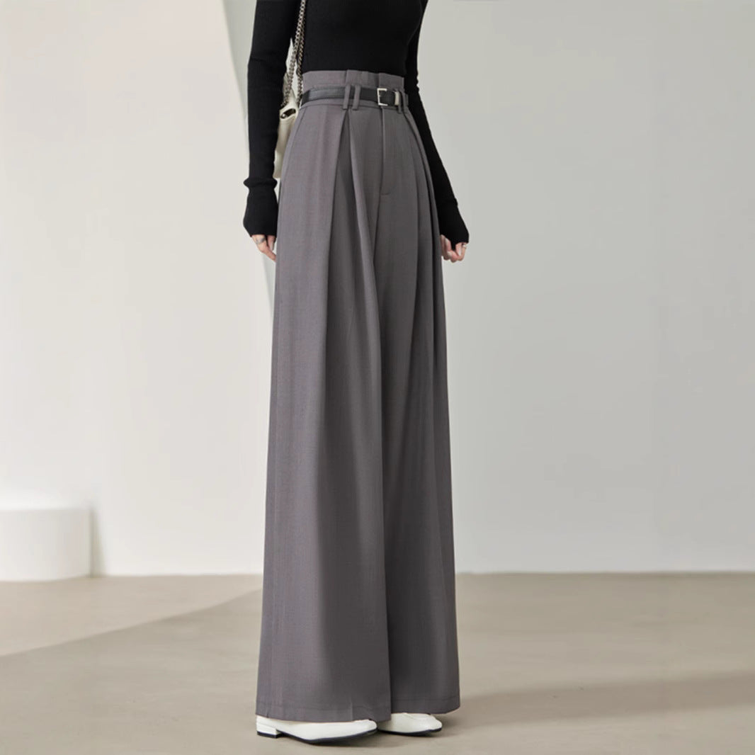 Women Wide Leg Pants Black Spandex Polyester | Elegant Style-3