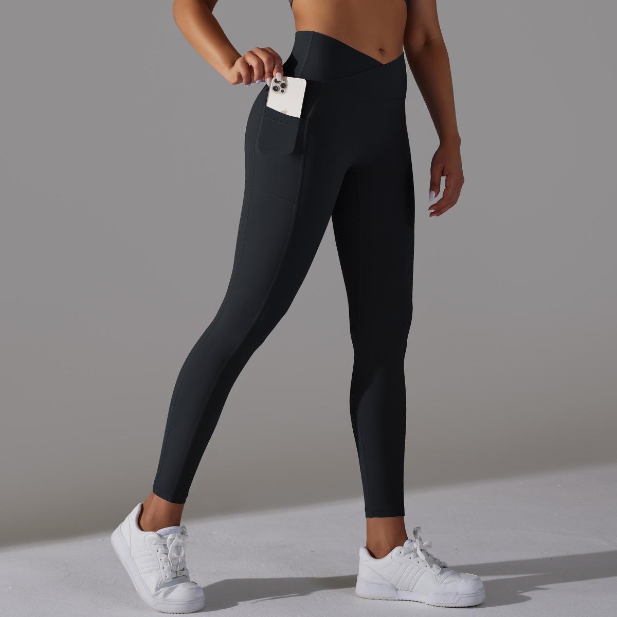 Variant image for Women Leggings Black Spandex Nylon with Pockets | Active Comfort-1
