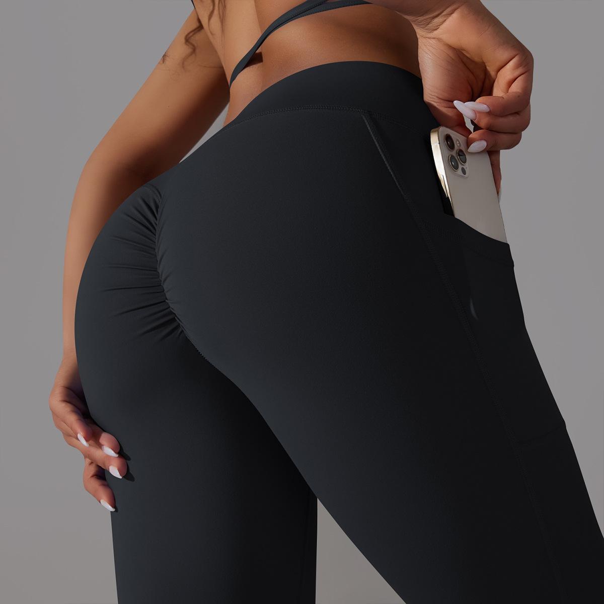 Women Leggings Black Spandex Nylon with Pockets | Active Comfort-6