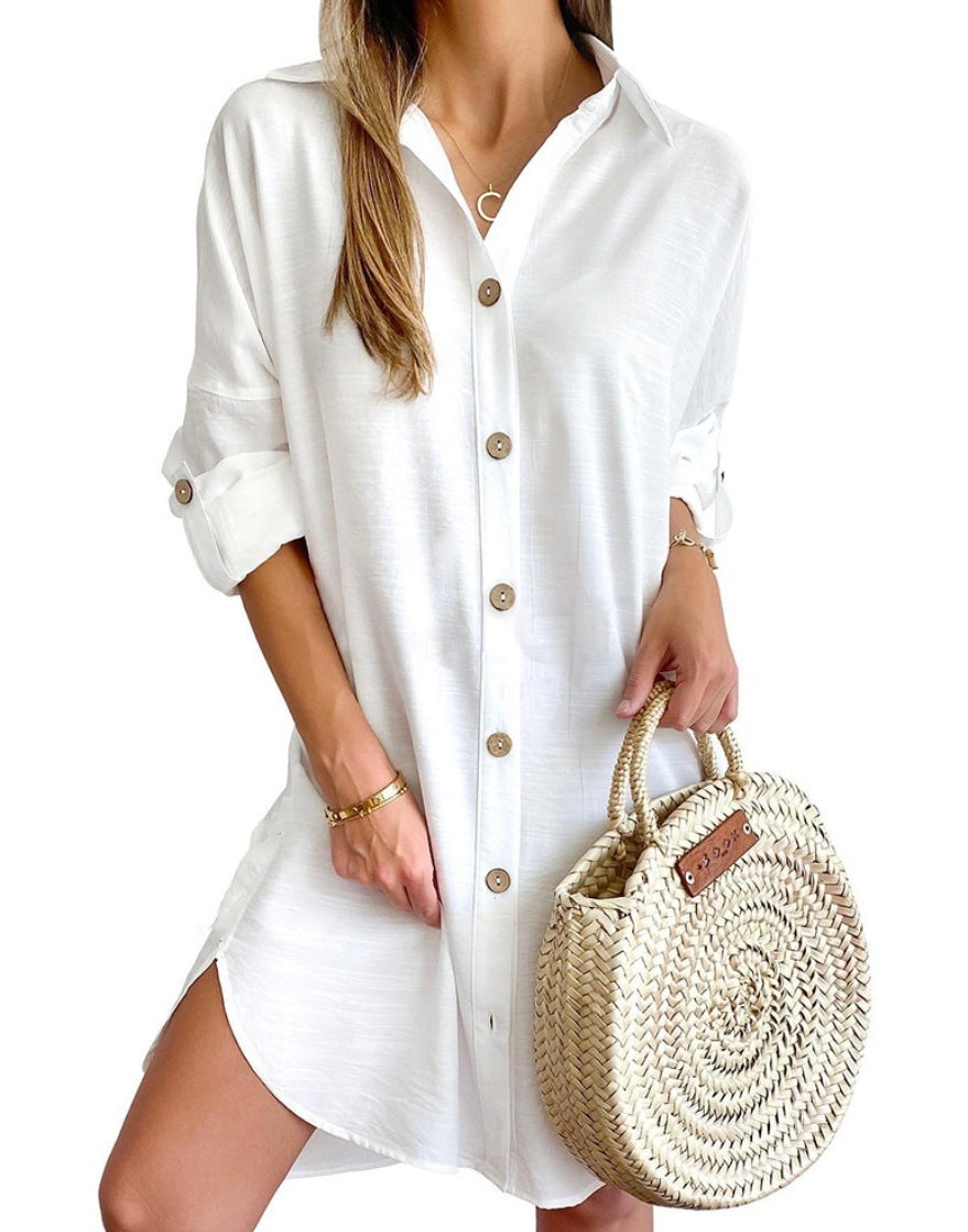 Women Casual Button-Up Shirt Dress | Eliza