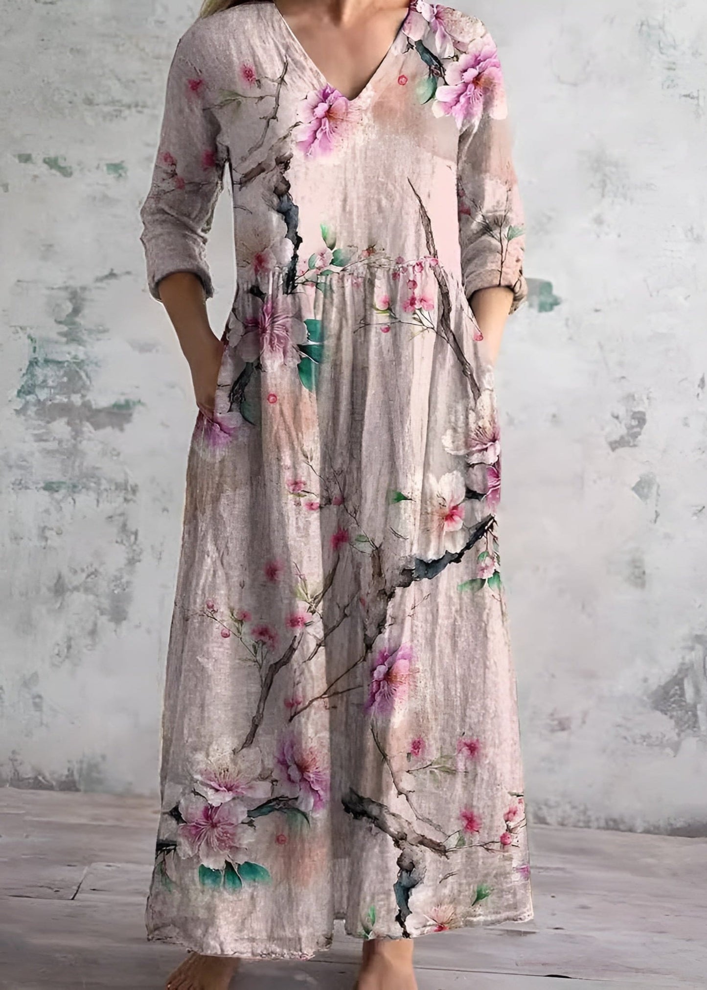 Variant image for Women Maxi Dress Floral Print Polyester | Tiana-7