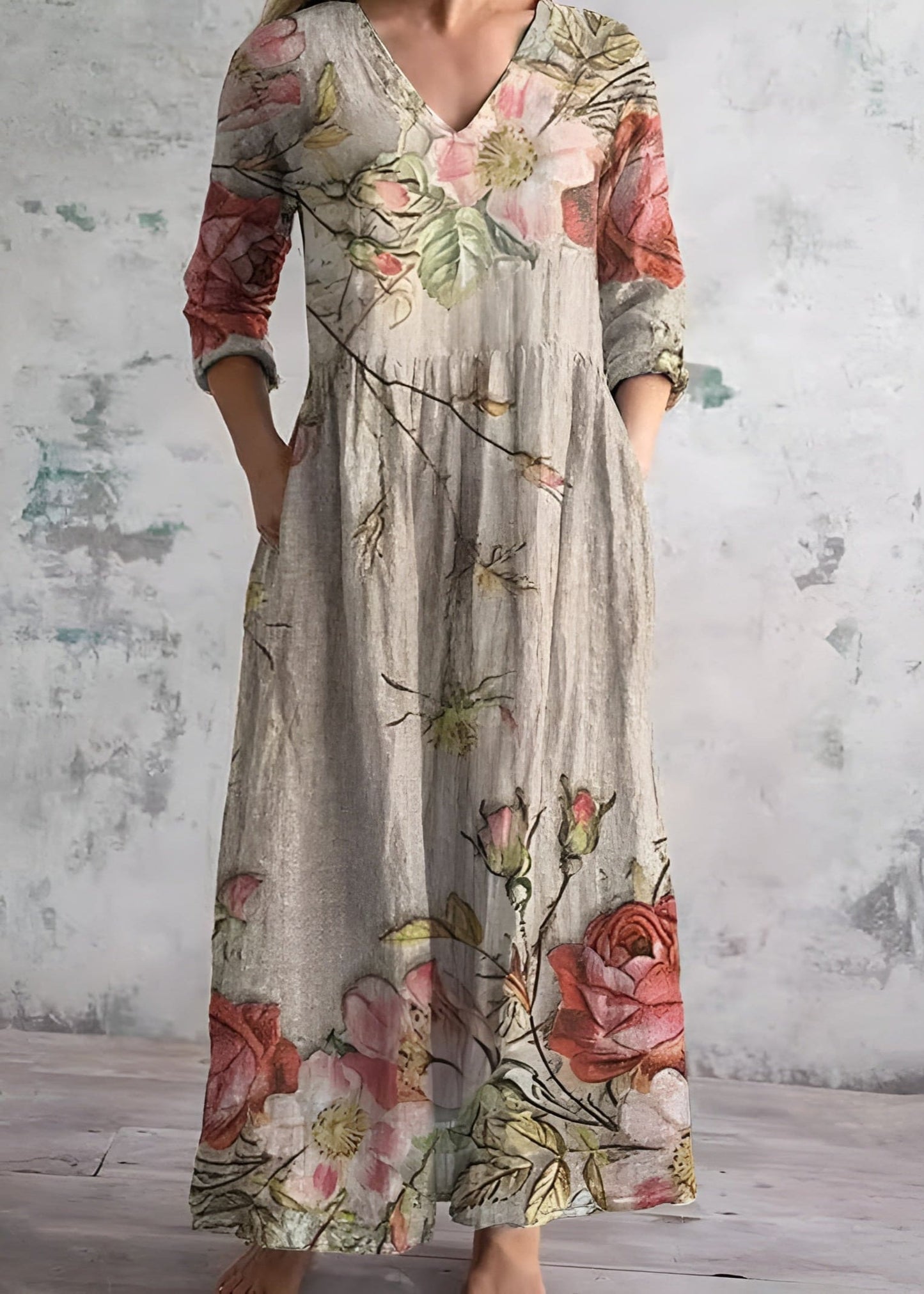 Variant image for Women Maxi Dress Floral Print Polyester | Tiana-1