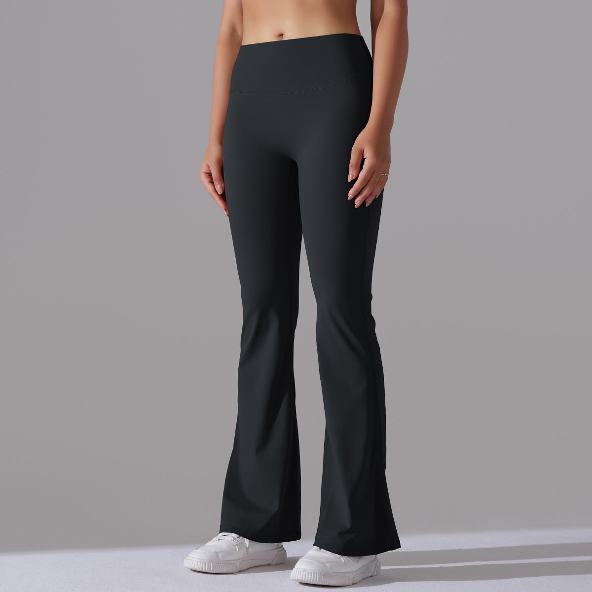 Women Flare Leggings Black Nylon | Fitness Chic-5