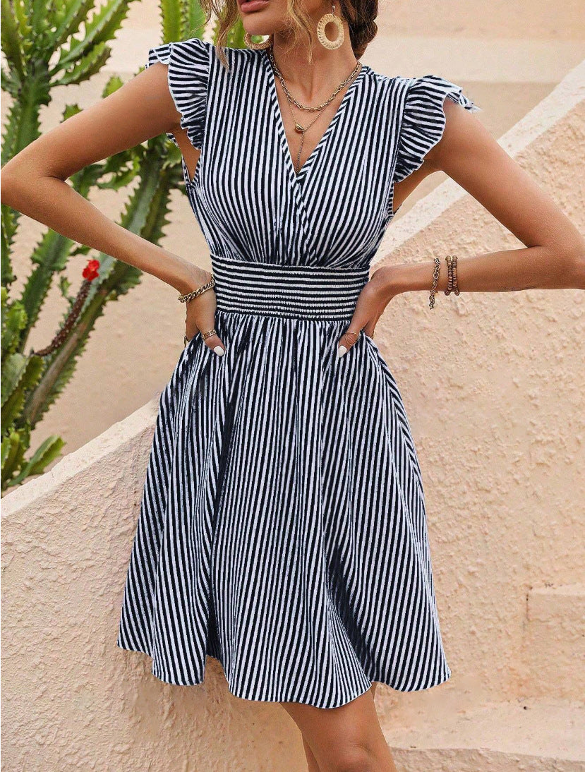 Women Striped Chic Midi Summer Dress | Madison