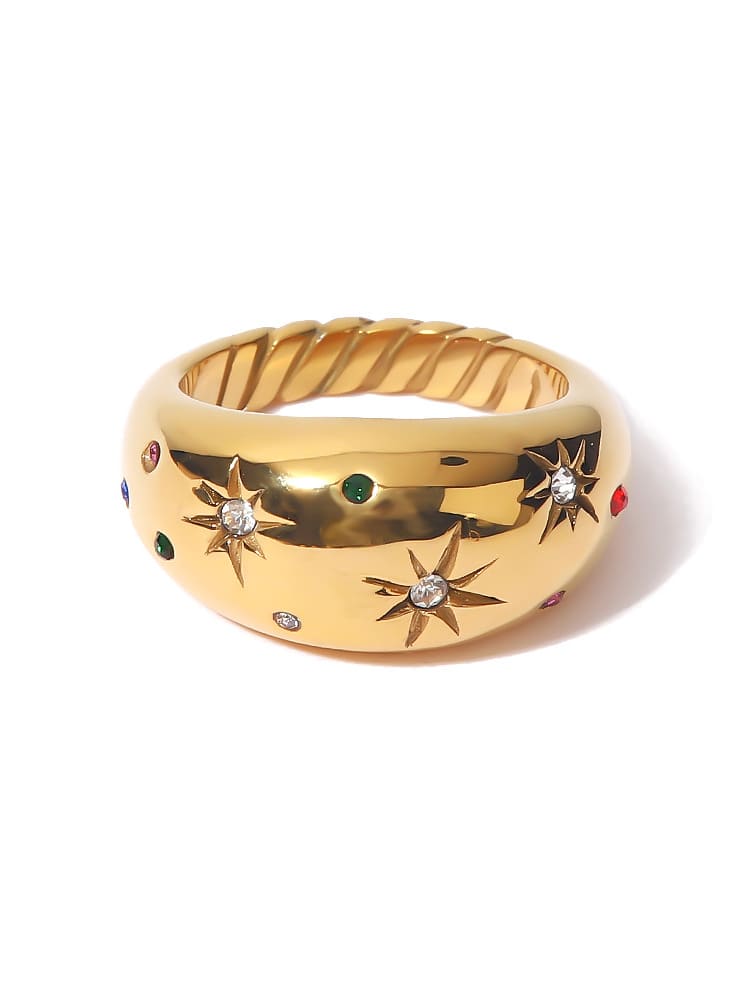 Women Dome Ring Blue Rhinestones | Celestial Charm-4