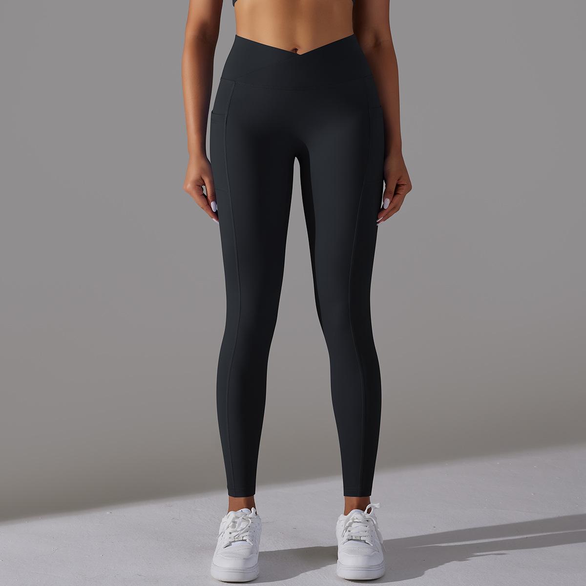 Women Leggings Black Spandex Nylon with Pockets | Active Comfort-4