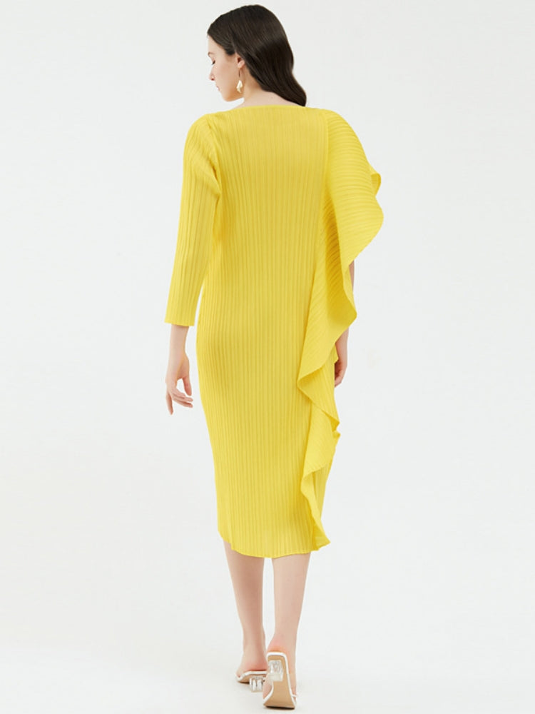 Women Midi Dress Blue Polyester | Coleen-4
