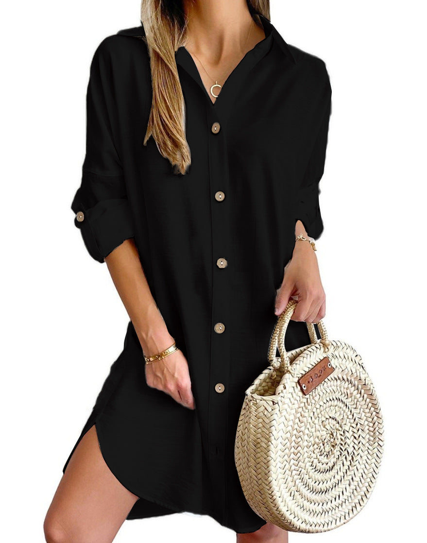 Women Casual Button-Up Shirt Dress | Eliza