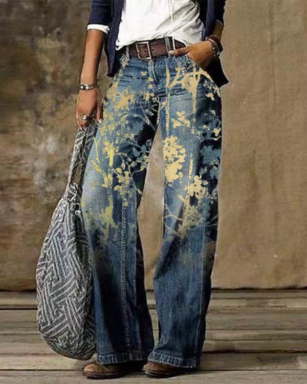 Variant image for Women Bootcut Jeans Blue Polyester | Artistic Flair-49