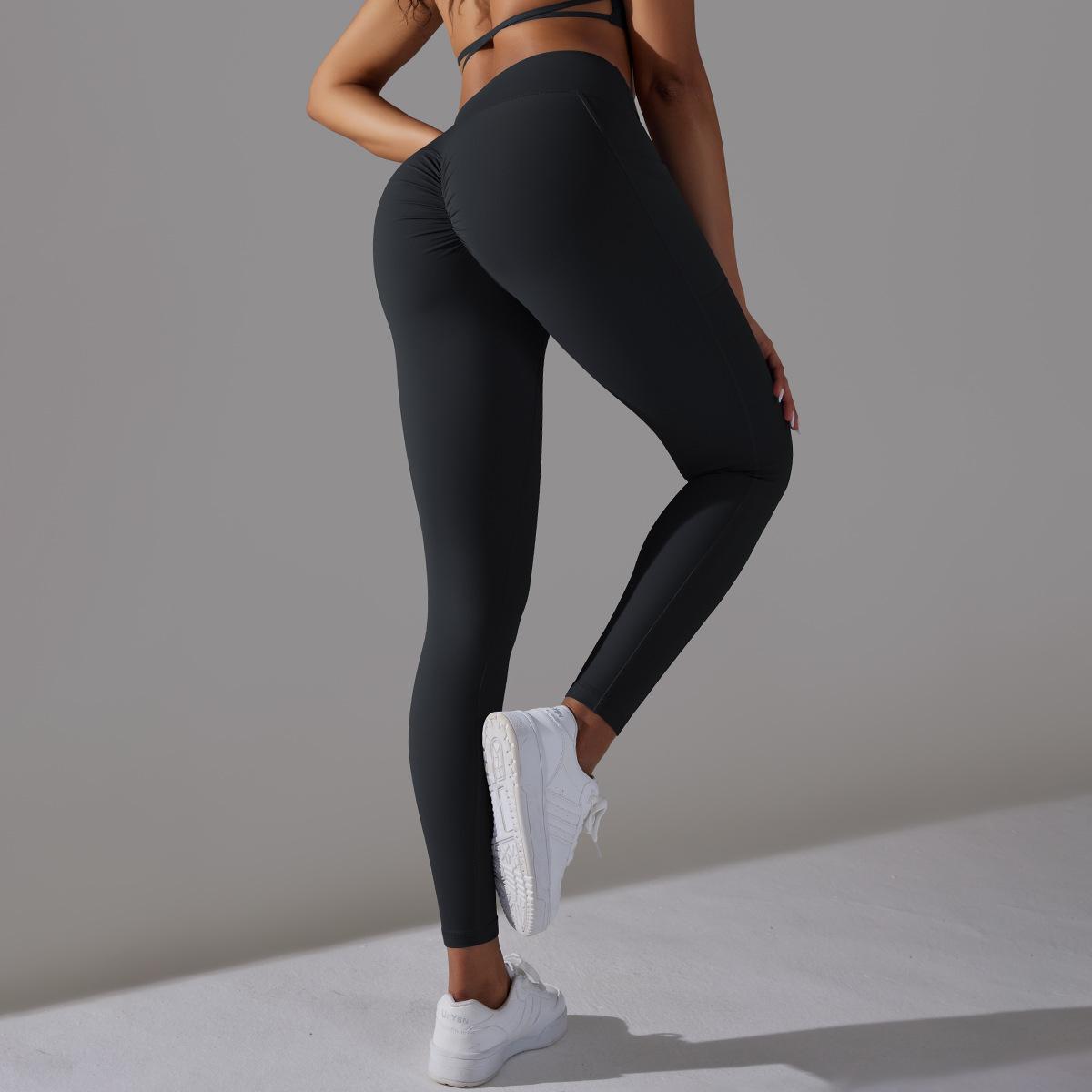 Women Leggings Black Spandex Nylon with Pockets | Active Comfort-5