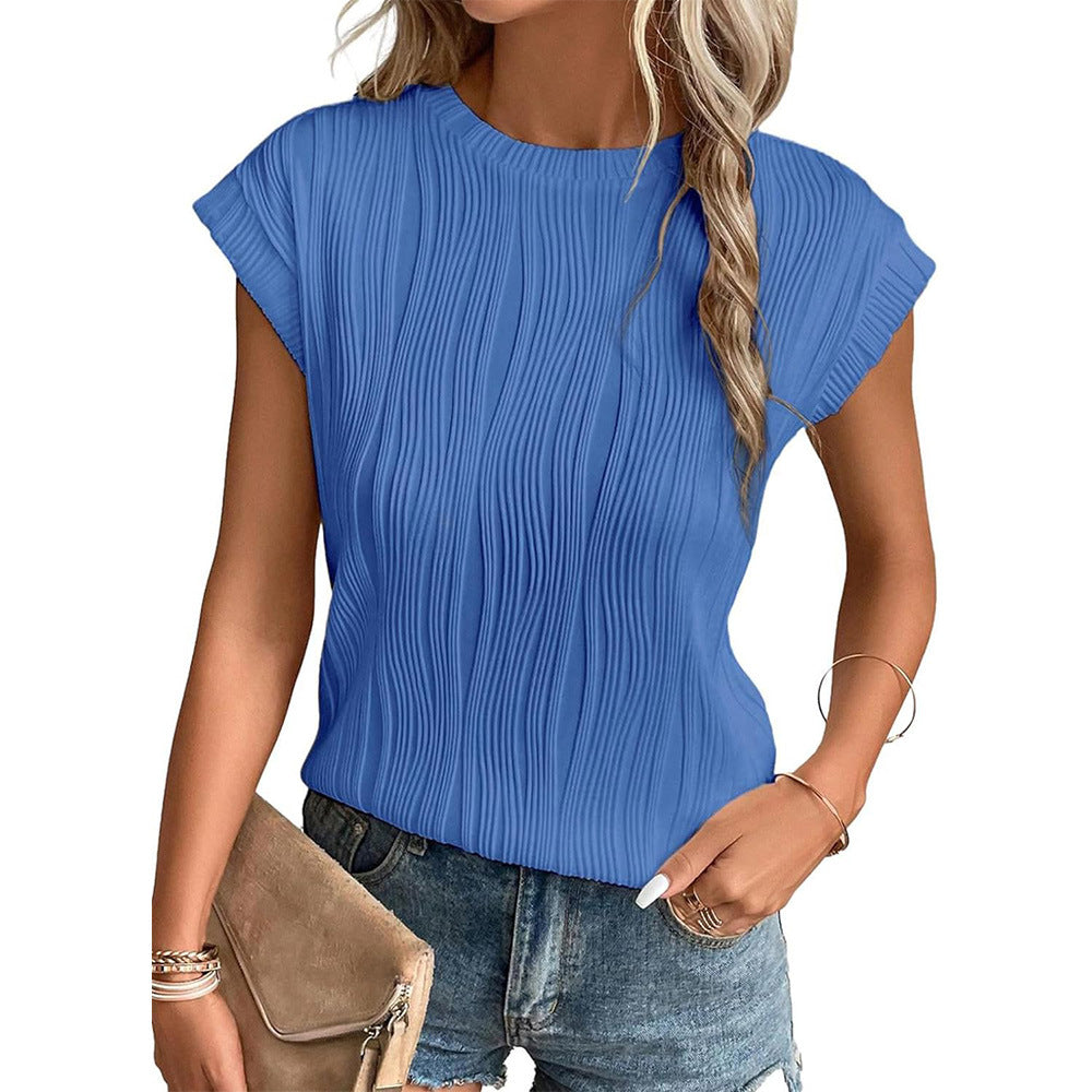 Women Casual Pleated Cap Sleeve Top | Yvette