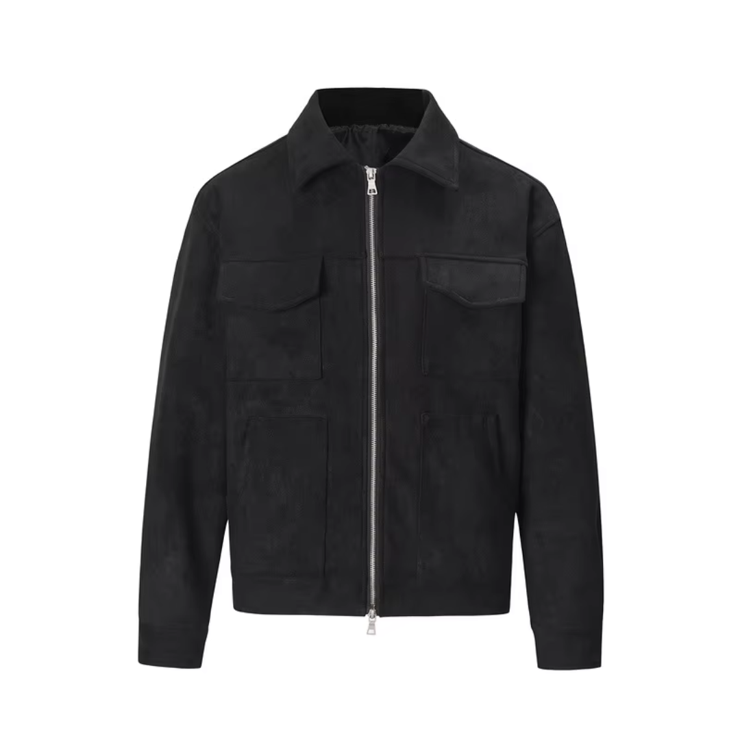 Men Suede Utility Zip-Up Jacket with Pocket Detailing | Henry