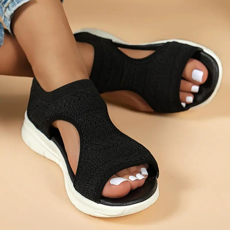 Women Stretch Knit Open-Toe Sandals | Eglantine